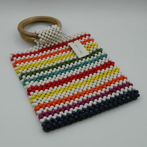 Francesca's Rainbow Bead Bag with Wood Handles